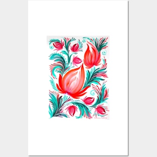 Pink Bloom Watercolor Painting Posters and Art